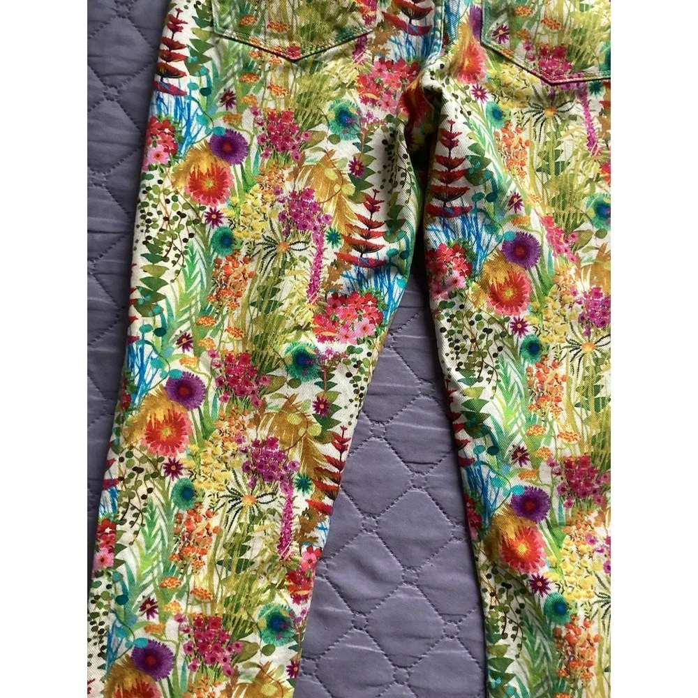 J. Crew Toothpick Pants Womens 26 Floral Print Liberty Art Ankle Jeans festival - Picture 14 of 16
